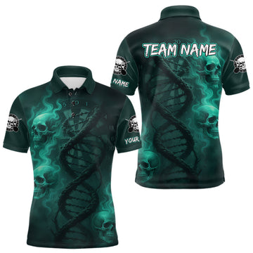 Maxcorners Dart's In My DNA Personalized Turquoise Dart Shirt For Men Skull Dartboard Dart Team Shirts LM1708