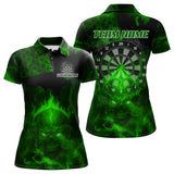 Maxcorners US Flag & Skull Custom Patriotic Green Dart Polo Shirts For Men, Dart Team Jerseys LM2007