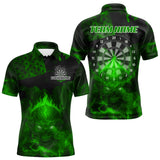 Maxcorners US Flag & Skull Custom Patriotic Green Dart Polo Shirts For Men, Dart Team Jerseys LM2007