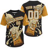 Maxcorners Funny Beer & Baseball Jersey For Men - Custom Name & Number Baseball Fans Shirt LM2608