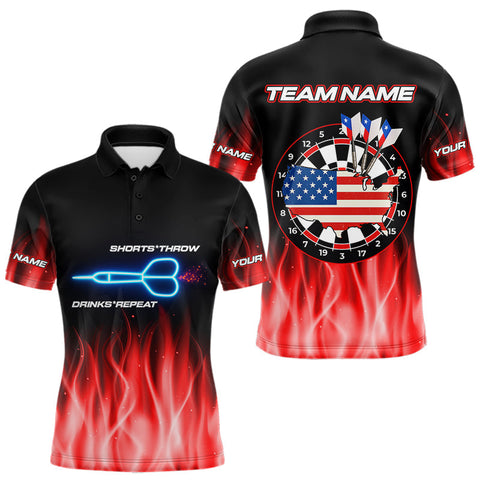 Maxxcorners US Flag Dartboard & Dart Arrows Custom Flaming Darts Shirt For Men | Opt2 - Red MT0307