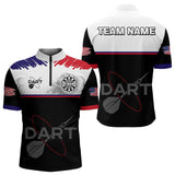 Maxcorners American Flag Grey Smoke Dartboard Men's Darts Shirt - Custom Name For Darts Jersey MT1006