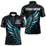 Maxcorners Custom White-Blue Wings Grunge Style Dart Shirt For Men, Dart Team Jerseys