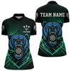 Maxcorners Custom Green And Blue Bear Dartboard Polo Dart Shirt For Men Outfit Dart Team Jersey MT0609