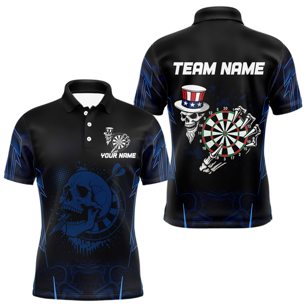 Maxcorners USA Gothic Skull Dartboard Men's Darts Team Shirt - Custom Name For Players MT1706