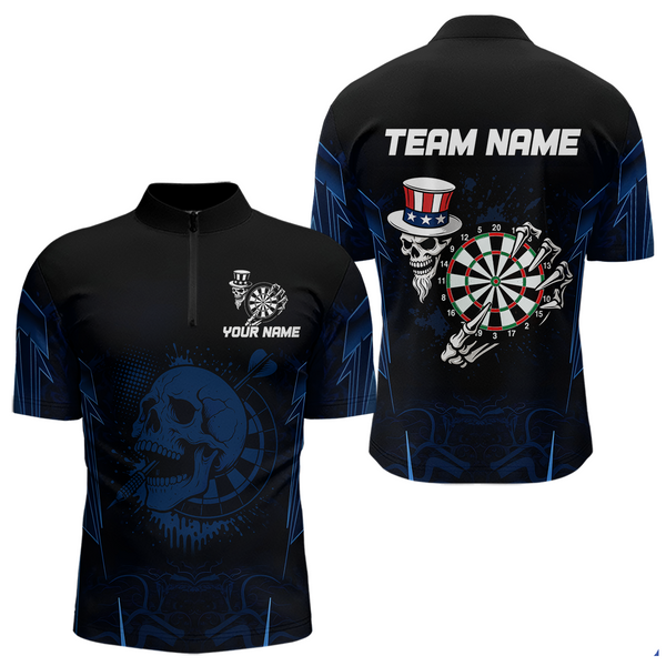 Maxcorners USA Gothic Skull Dartboard Men's Darts Team Shirt - Custom Name For Players MT1706