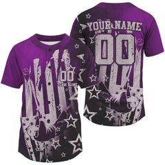 Maxcorners Purrple Patriotic Baseball Jersey For Men Personalized US Flag Baseball Shirt With Newborn LM2608