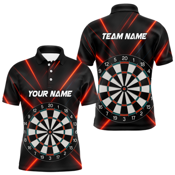 Maxcorners Men's Personalized Darts Shirt With Red Laser Streaks And Dual Dartboards