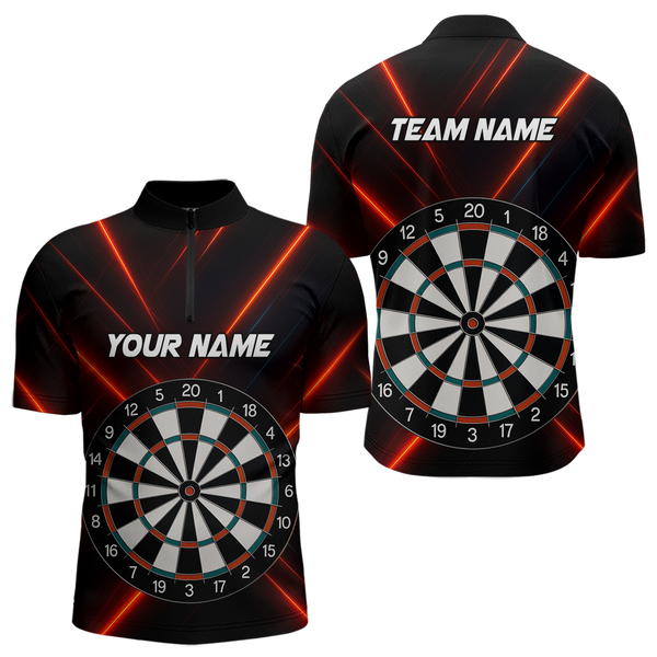 Maxcorners Men's Personalized Darts Shirt With Red Laser Streaks And Dual Dartboards