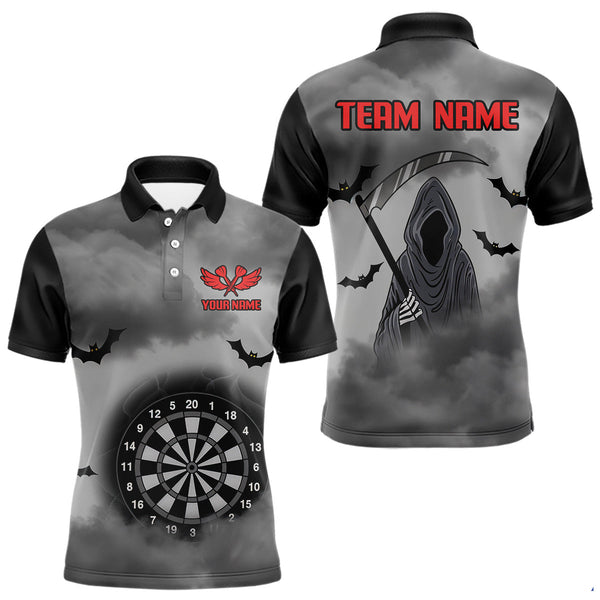 Maxcorners The Grim With Grey Smoke Black Dartboard Darts Shirt For Men - Custom Darts Jersey MT2306