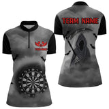 Maxcorners The Grim With Grey Smoke Black Dartboard Darts Shirt For Men - Custom Darts Jersey MT2306