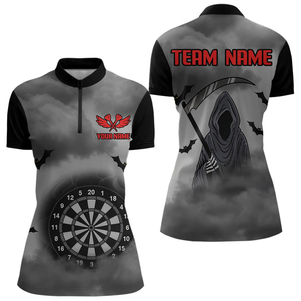 Maxcorners The Grim With Grey Smoke Black Dartboard Darts Shirt For Men - Custom Darts Jersey MT2306