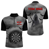 Maxcorners The Grim With Grey Smoke Black Dartboard Darts Shirt For Men - Custom Darts Jersey MT2306