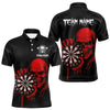 Maxcorners Men’s Darts Shirt With Navy Owl And Grunge Dartboard, Custom Name Option LM2404