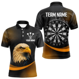 Maxcorners Custom Men’s Darts Shirt, Pearl Eagle With Yellow Halftone And Smoky Dartboard