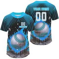 Maxcorners Men's Flaming Baseball Jersey Custom Name Number With Baseball Team Shirt Personalized LM2608