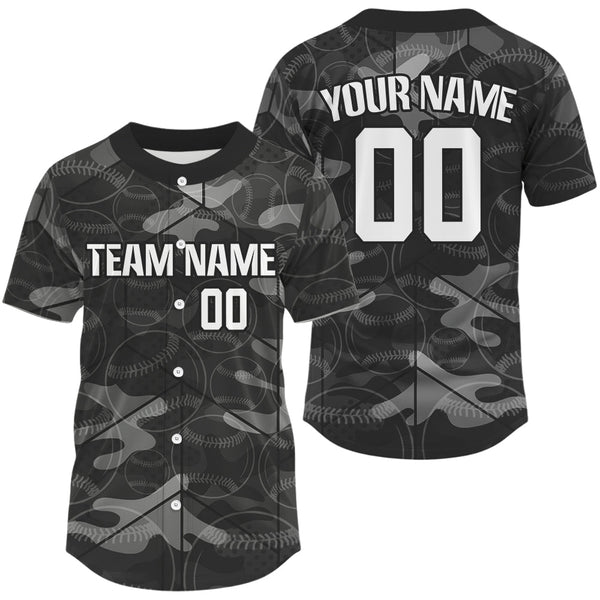 Maxcorners Custom Grey Camouflage Baseball Jersey For Men Personalized Youth Baseball Jerseys LM2608