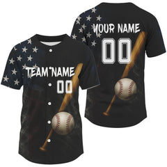 Maxcorners Men's Patriotic Baseball Jersey Custom Smoke US Flag Baseball, Youth Baseball Jerseys LM2608