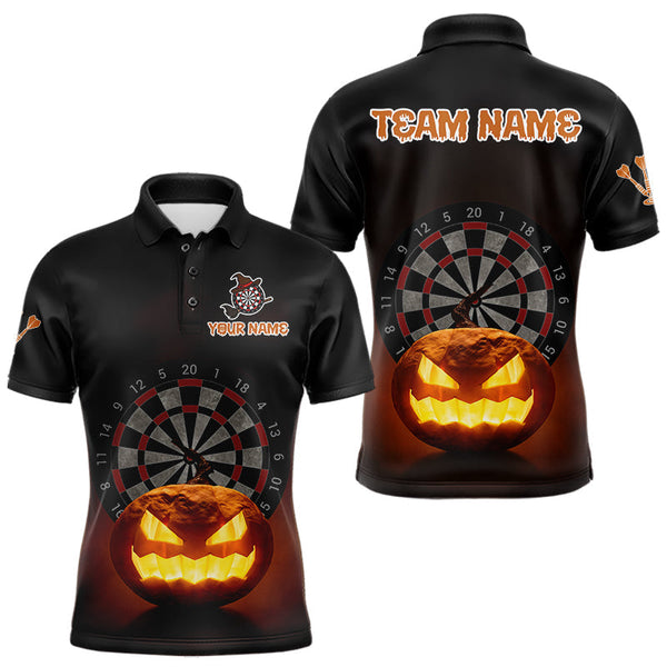 Maxcorners Custom Halloween Darts Shirt For Men Personalized Pumpkin Skull Halloween Darts Jerseys LM2608