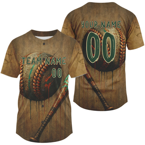 Maxcorners Yellow Grunge Baseball Jersey For Men Personalized Baseball & Bat, Baseball Gifts LM2608