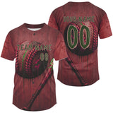 Maxcorners Red Grunge Baseball Jersey For Men Personalized Baseball & Bat, Baseball Gifts LM2608