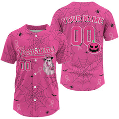 Maxcorners Custom Ribbon Pink Boo Halloween Baseball Shirt For Men Funny Baseball Jersey LM0910