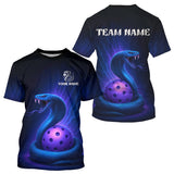 Maxcorners Custom Purple And Blue Cobra Pickleball Ball T-Shirt For Men Outfits Pickleball Jersey MT2009