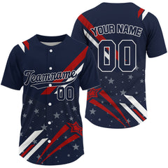Maxcorners Custom American Flag Patriotic Baseball Shirt For Men Baseball Tournament Jerseys LM2509