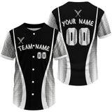Maxcorners Custom Black And White Baseball Shirt For Men Baseball Tournament Shirt Jersey LM2509