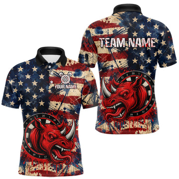Maxcorners Red Dripping Rhino Funny Men Darts Polo 1/4-Zip Shirt Custom Grunge American Flag Dartboard ApparelMaxcorners Red Dripping Rhino Funny Men Darts Polo 1/4-Zip Shirt Custom Grunge American Flag Dartboard Apparel LM0510