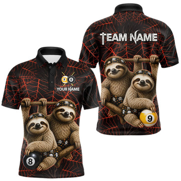 Maxcorners Custom Bandana Sloth Billiards Shirt For Men Personalized 8-Ball & 9-Ball Halloween Pool Team Jersey LM0409