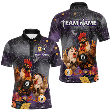 Maxcorners Custom Bandana Rooster Billiards Shirt For Men Personalized 8-Ball & 9-Ball Halloween Pool Team Jersey LM0409