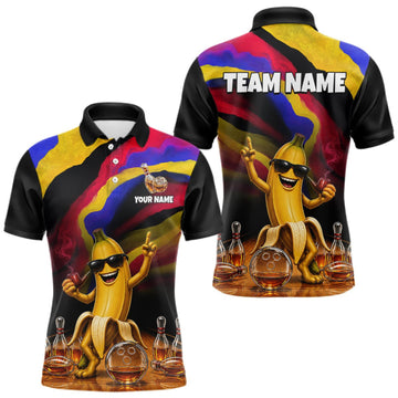 Maxcorners Custom Smoking Pipe Banana Drunk Whisky Bowling Jersey For Men Banana Bowling Shirt Bowler Uniform Gift LM0409