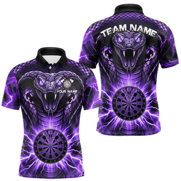 Maxcorners Thunder Lightning Purple Cobra Snake Dart Shirts For Men Custom Team Outfit Darts JerseysMaxcorners Thunder Lightning Purple Cobra Snake Dart Shirts For Men Custom Team Outfit Darts Jerseys LM0510