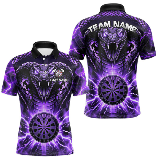 Maxcorners Thunder Lightning Purple Cobra Snake Dart Shirts For Men Custom Team Outfit Darts JerseysMaxcorners Thunder Lightning Purple Cobra Snake Dart Shirts For Men Custom Team Outfit Darts Jerseys LM0510