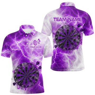 Maxcorners Personalised Purple And White Smokes Men Dart Shirts Custom Thunder Darts Team Shirt For PlayersMaxcorners Personalised Purple And White Smokes Men Dart Shirts Custom Thunder Darts Team Shirt For Players LM0510
