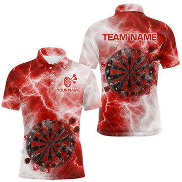 Maxcorners Personalised Red And White Smokes Men Dart Shirts Custom Thunder Darts Team Shirt For PlayersMaxcorners Personalised Red And White Smokes Men Dart Shirts Custom Thunder Darts Team Shirt For Players LM0510