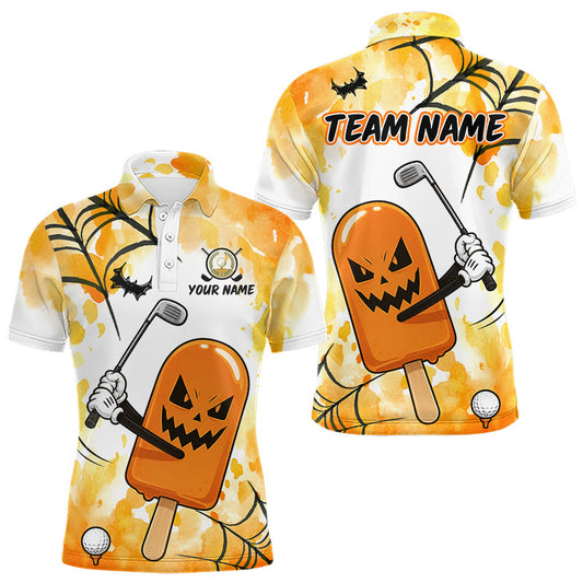 Maxcorners Personalized Funny Spooky Ice Cream Halloween Golf Polo Shirt for Men