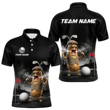 Maxcorners Custom Funny Golf Polo Shirt For Men Angry Potato Golfer Shirt Custom Name Team Golf Jersey LM0409