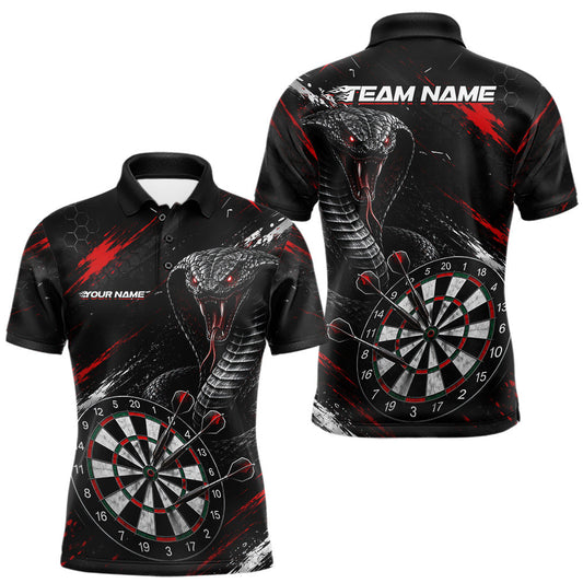 Maxcorners Custom Black And Red Grunge Cobra Dart Polo Quarter Zip For Men, Cobra Dart Team Tournament Shirt