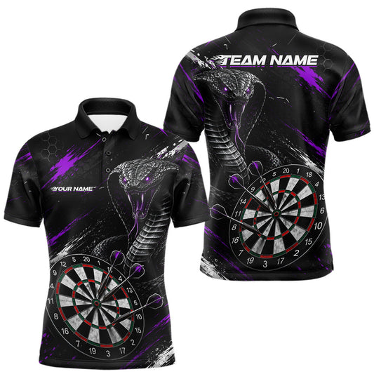 Maxcorners Custom Black And Purple Grunge Cobra Dart Polo Quarter Zip For Men, Cobra Dart Team Tournament Shirt