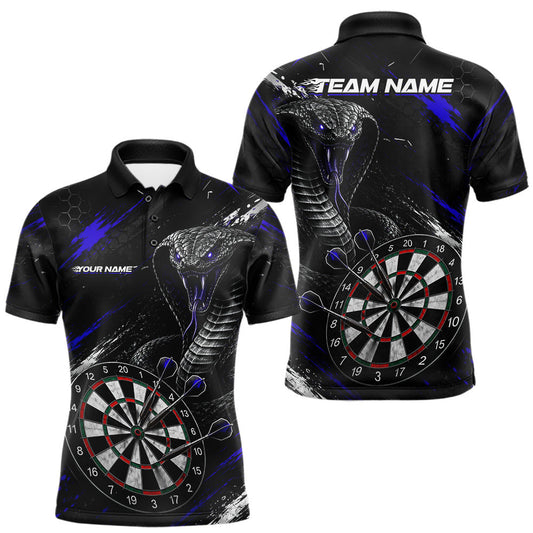 Maxcorners Custom Black And Blue Grunge Cobra Dart Polo Quarter Zip For Men, Cobra Dart Team Tournament Shirt