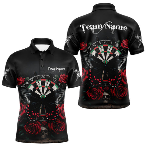 Maxcorners Red Roses Dartboard Butterfly Skull Custom Men Darts Polo Shirt Dart Team Jerseys TU1011