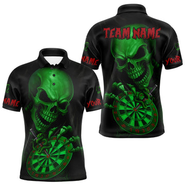 Maxcorners Custom Blood Cobra Green Dartboard Skeleton Dart Men Polo Jerseys Dart Team Shirt LM2603