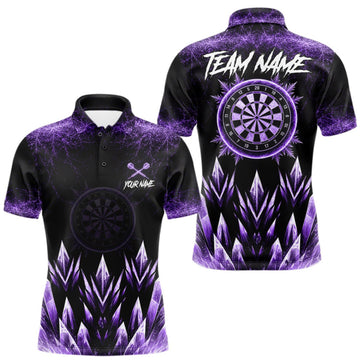 Maxcorners Purple Icy Snowflake Darts Polo & Quarter Zip Shirt For Men Custom Dart Team Shirts Darts Gifts LM1508