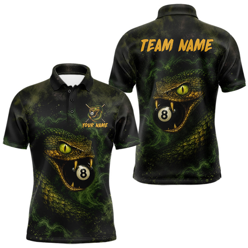 Maxcorners Cobra Billiard Shirt For Men Green 8 Ball Pool Jersey Personalized Billiard League Team Uniform