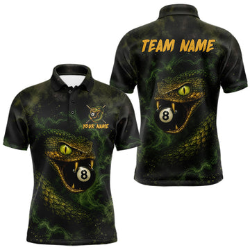Maxcorners Cobra Billiard Shirt For Men Green 8 Ball Pool Jersey Personalized Billiard League Team Uniform