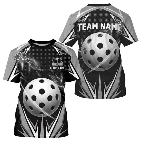 Maxcorners Custom White Thunder Lightning Pickleball Ball T-Shirt For Men Pickleball Team Jersey MT2009