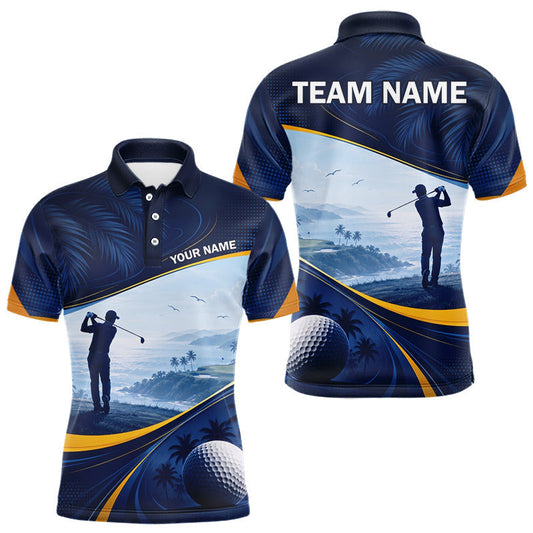 Maxcorners Mens Palm Trees Golf Polo Shirts Personalized Ocean Tropical Best Golf Shirts Golf Gifts LM2306