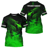 Maxcorners Custom Green Flames Dragon Pickleball Ball T-Shirt For Men Outfits Pickleball Jersey MT2009